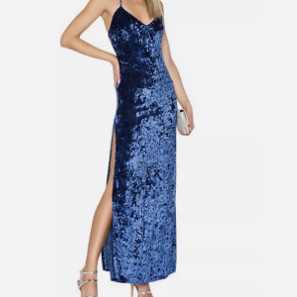 Walter Baker Dresses & Skirts - Walter Baker Blue Velvet Cocktail Dress Owen Dress size M